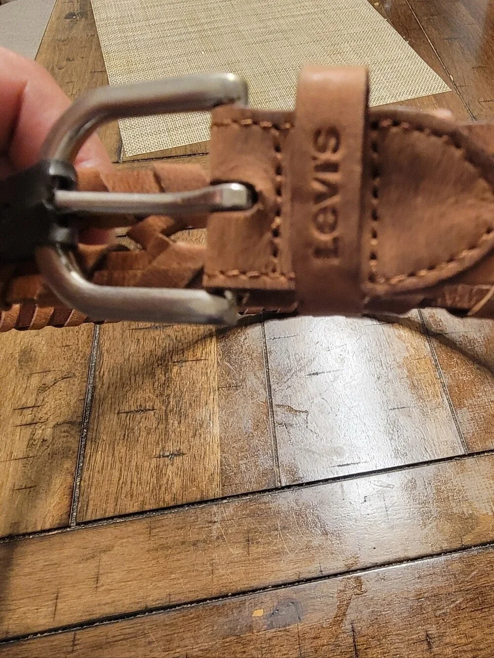 Levi's Women's Genuine Leather Woven Braided Belt (Cognac / Light Brown)